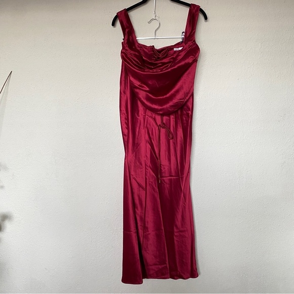 House of CB Set Una & Sydel corset top lace up maxi skit red‎ NWOT Size M - Picture 4 of 15